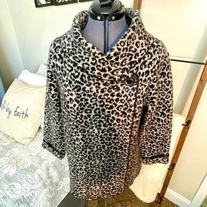 Christian Siriano Leopard Wool Blend Wrap sweater Cardigan/Jacket